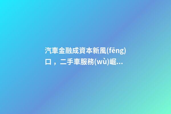 汽車金融成資本新風(fēng)口，二手車服務(wù)崛起！